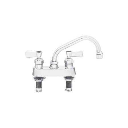 Fisher Mfg Fisher 53740, 4" Centers Deck Faucet W/6" Swing Spout, Stainless Steel 53740